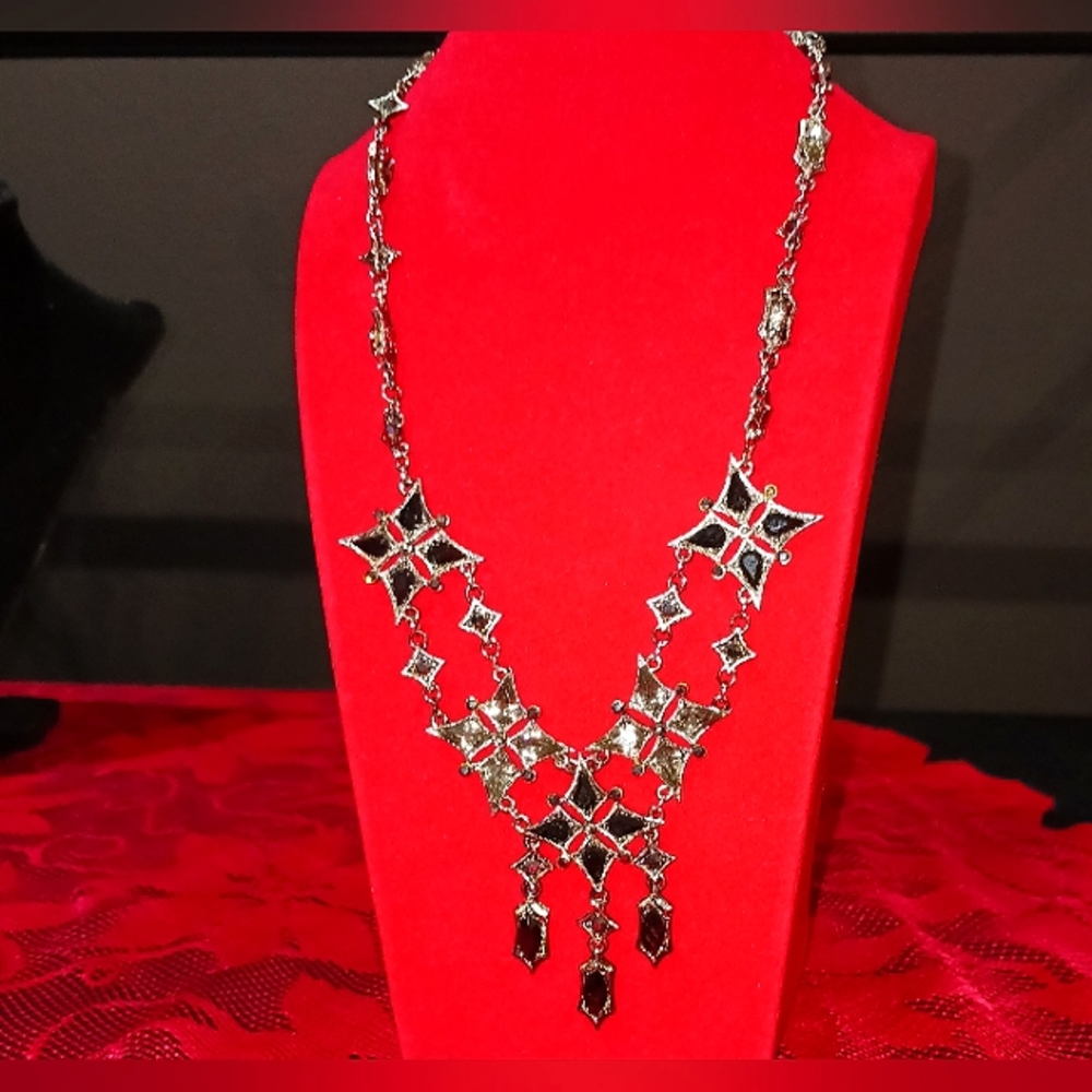 Black crystal necklace set